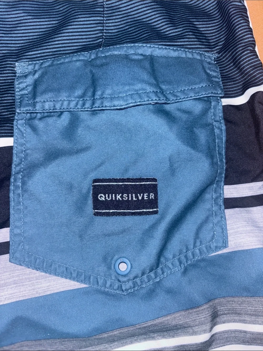 Quiksilver Blue and Black Striped Men’s Boardshorts